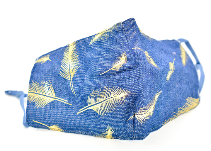 Denim Feather Print Fashion Mask