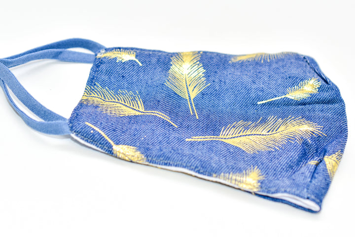Denim Feather Print Fashion Mask