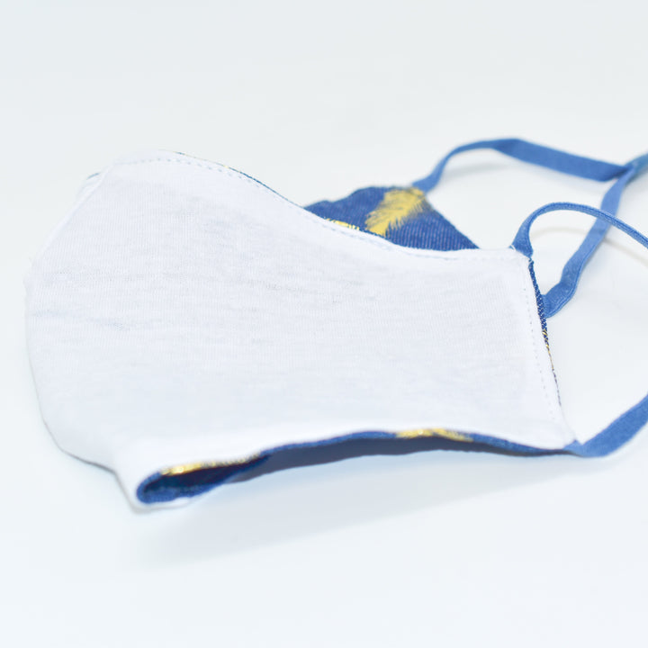 Denim Feather Print Fashion Mask