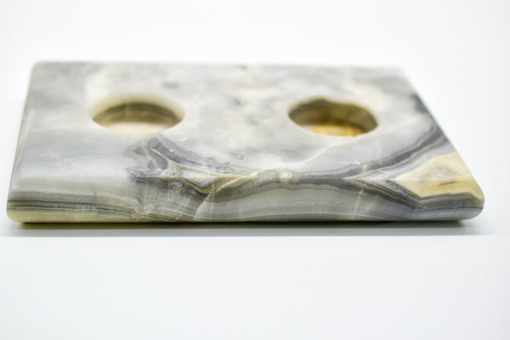 Grey Onyx Double Tea Light Candle Holder