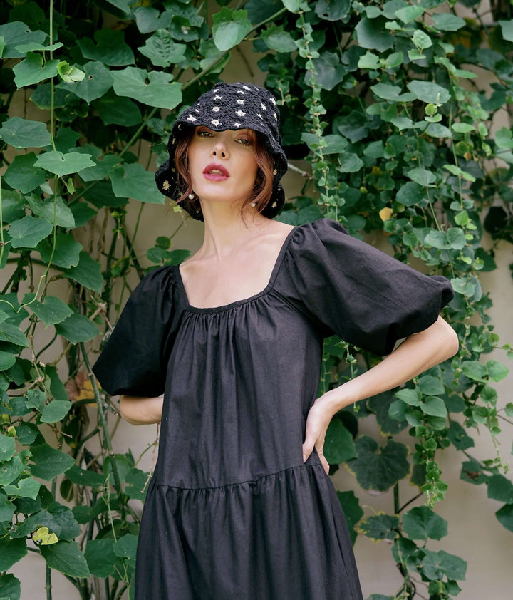 Flora Crochet Hat - Black