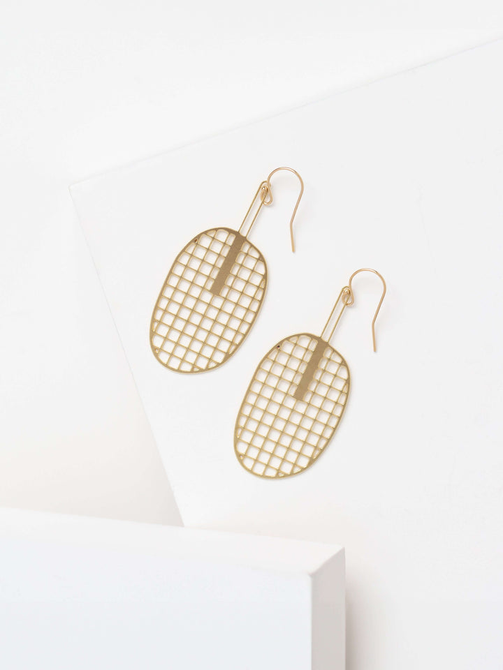 Fan Earrings | Brass Statement Earrings