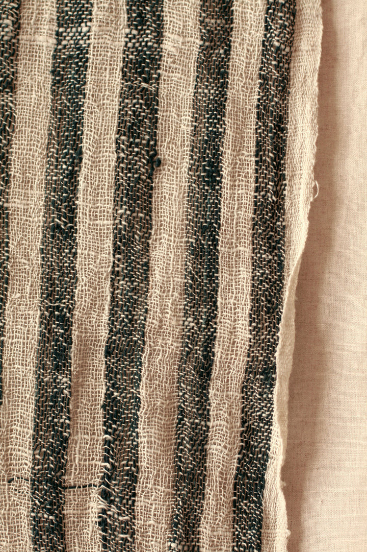 Fatima Hand-loomed Raw Cotton Scarf - Black