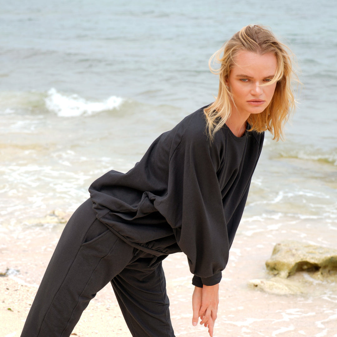 Haley Bamboo Fleece Sweaters - Black
