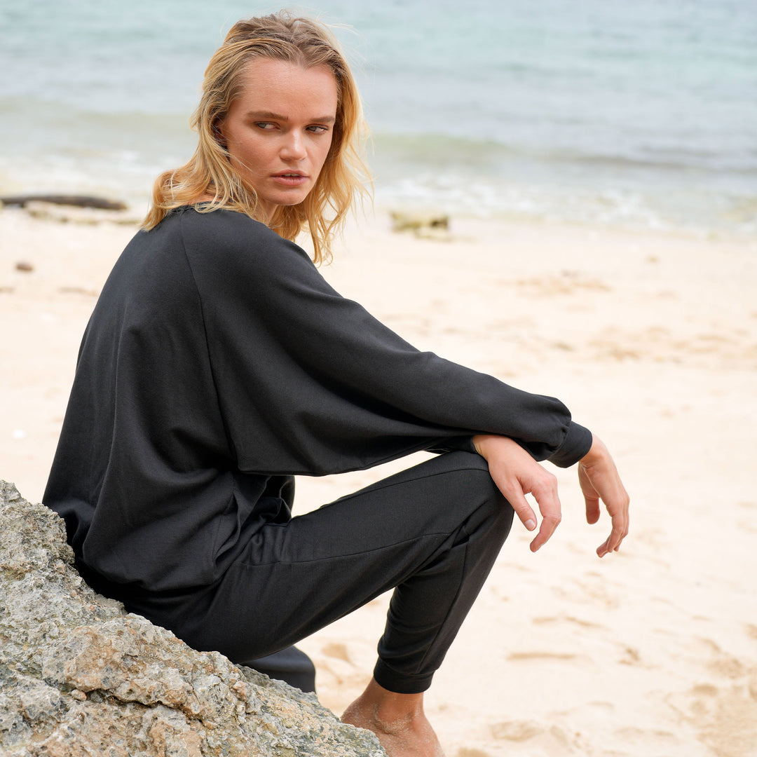 Haley Bamboo Fleece Sweaters - Black