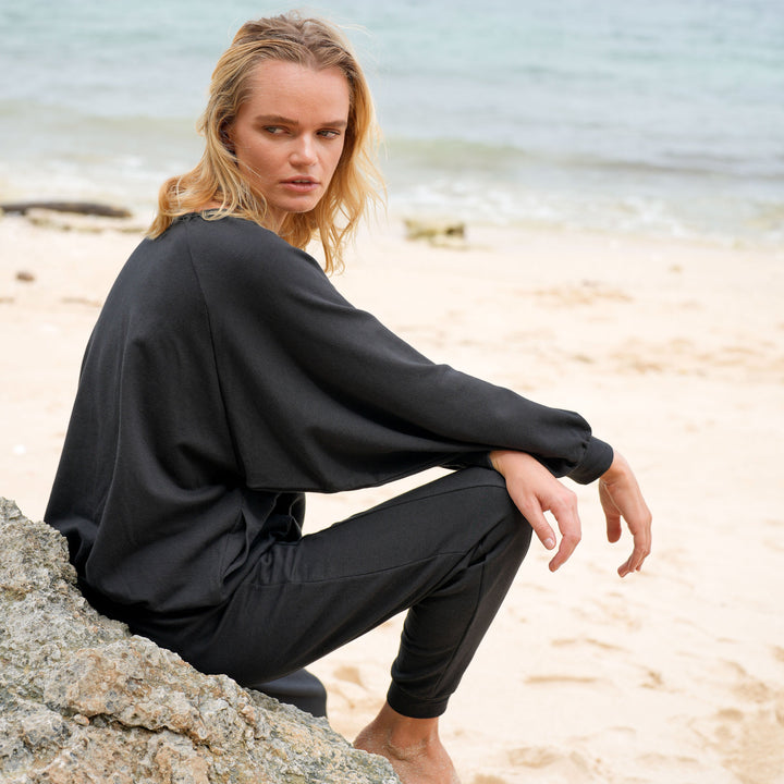 Haley Bamboo Fleece Sweaters - Black