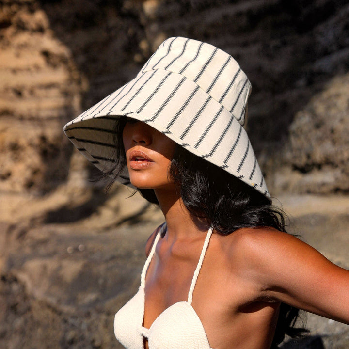 Harper Handwoven Striped Wide-brim Hat