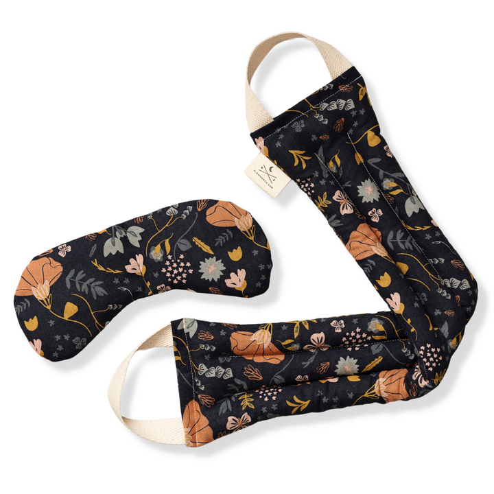 Canyon Springs eye mask and neck wrap therapy bundle in natural cotton linen blend on clean background