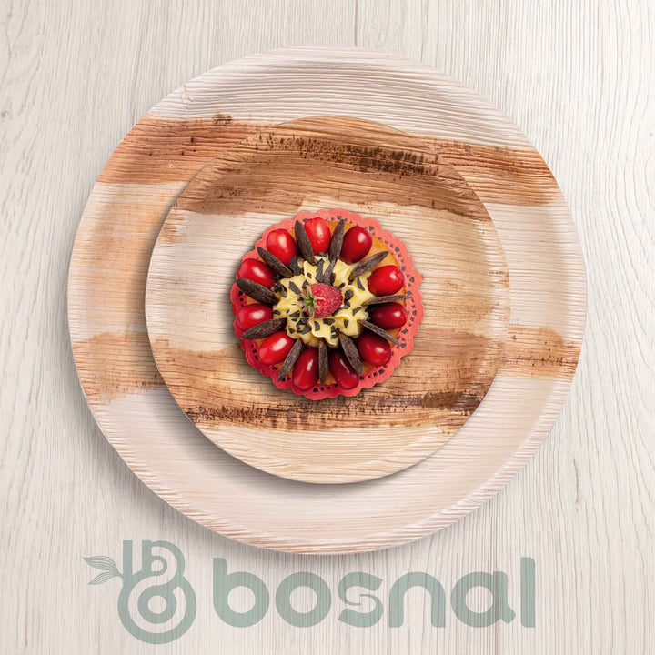 Palm Leaf Biodegradable Round Plates Combo – 50 pcs Set (25 each of 10" & 6" Plates)