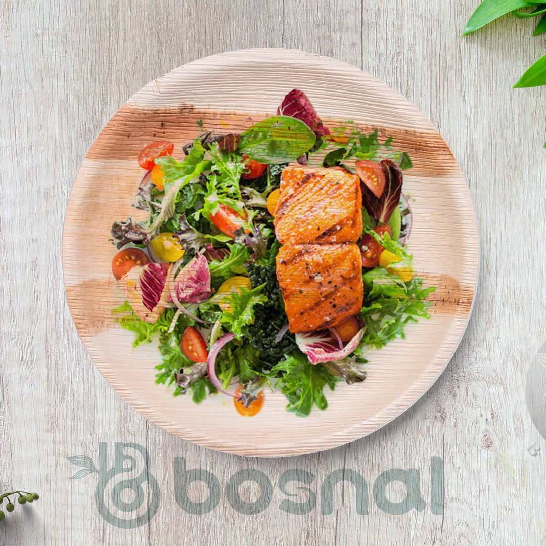 Palm Leaf Biodegradable Round Plates Combo – 50 pcs Set (25 each of 10" & 6" Plates)