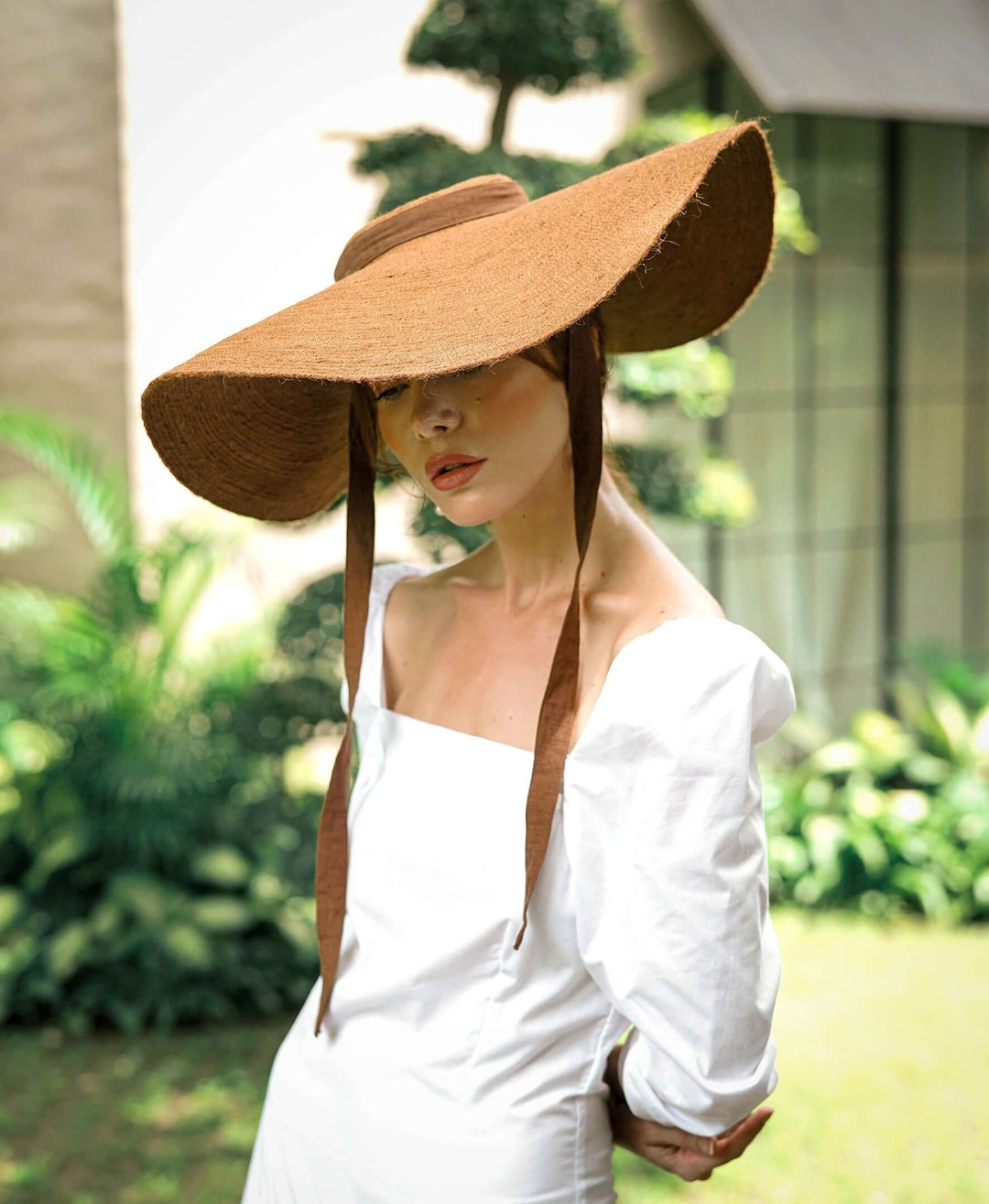 Lola Wide Brim Jute Straw Hat - Havana Brown