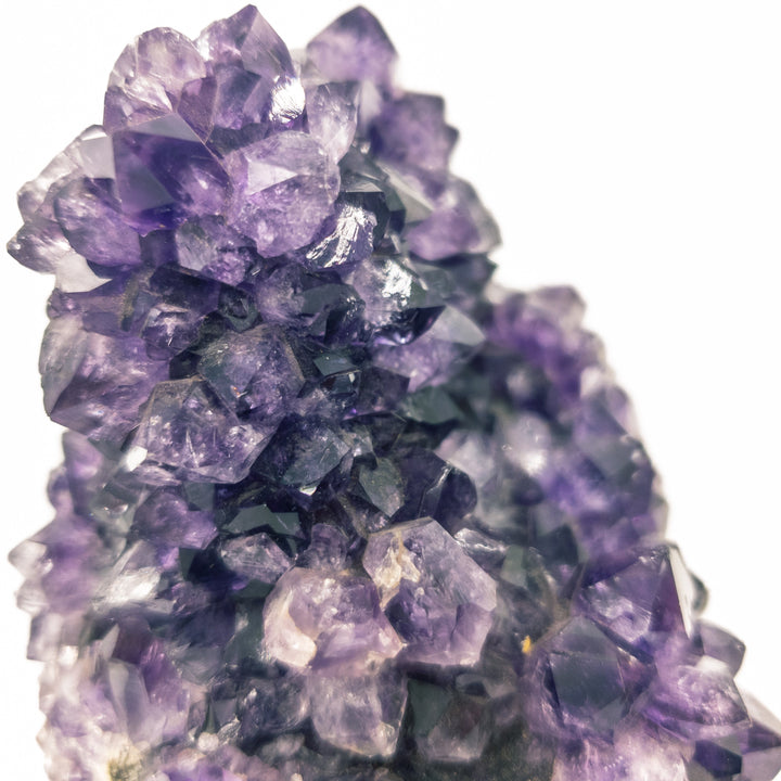 Grade A amethyst flower cluster with druzy formations from Brazil showing natural purple crystal points