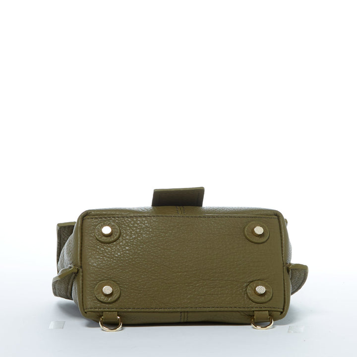 Susu The Linda Leather Convertible Backpack Purse - Olive Green