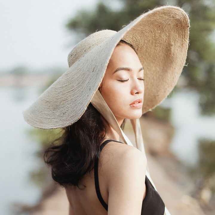 Lola Wide Brim Jute Straw Hat - Natural Beige