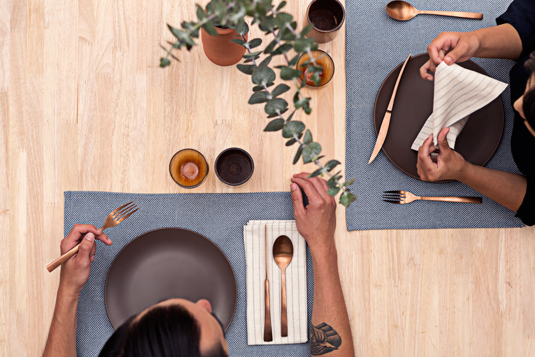 Cloth Napkins - Grey Striped and Natural Striped