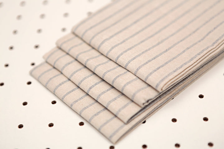 Cloth Napkins - Grey Striped and Natural Striped