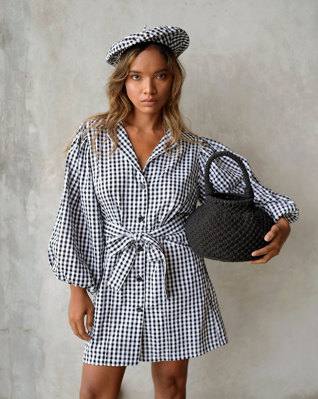 Meghan Mini Gingham Dress - Black
