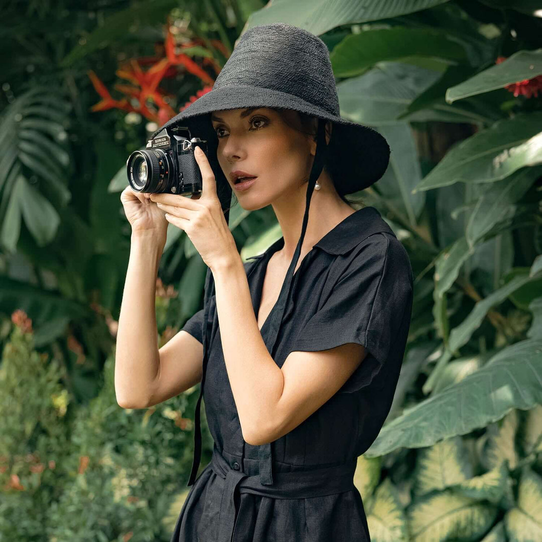 Meg Jute Straw Hat - Black