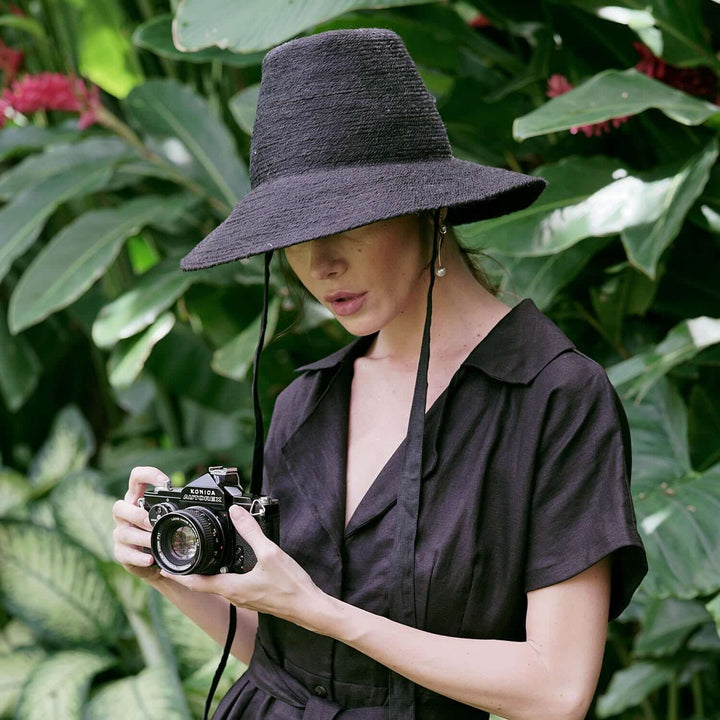 Meg Jute Straw Hat - Black