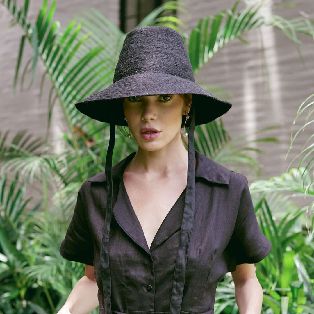 Meg Jute Straw Hat - Black