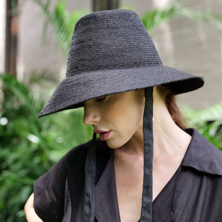 Meg Jute Straw Hat - Black