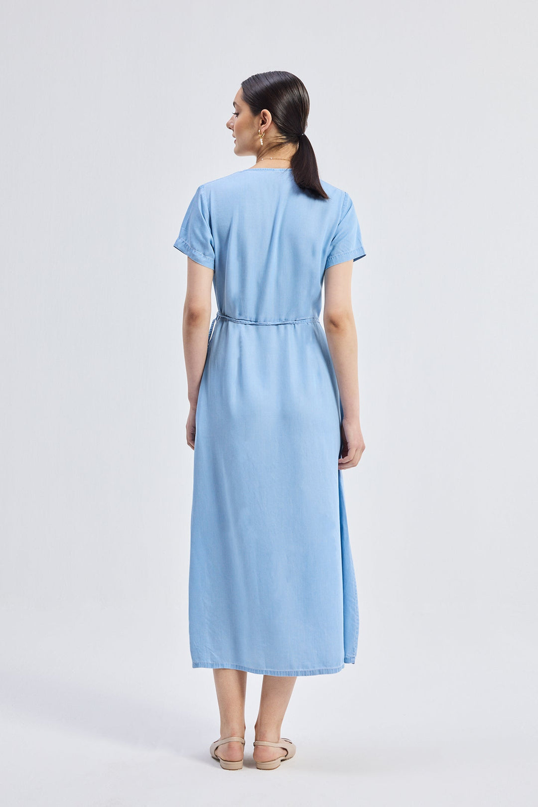 Maxi Wrap Dress in Light Blue Ocean Blue / M Maxi Wrap Dress in Light Blue Ocean Blue / M