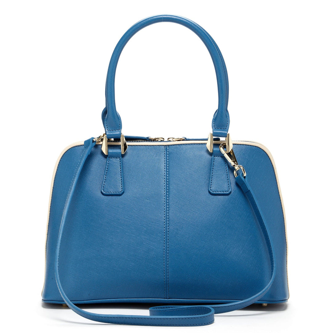 SUSU Saffiano Leather Satchel Bag Blue Purse Women's Handbag