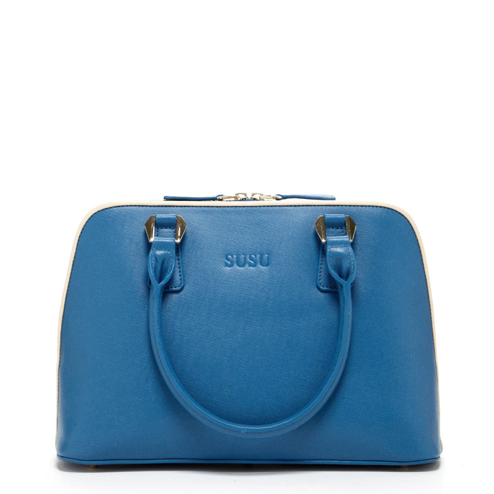 SUSU Saffiano Leather Satchel Bag Blue Purse Women's Handbag