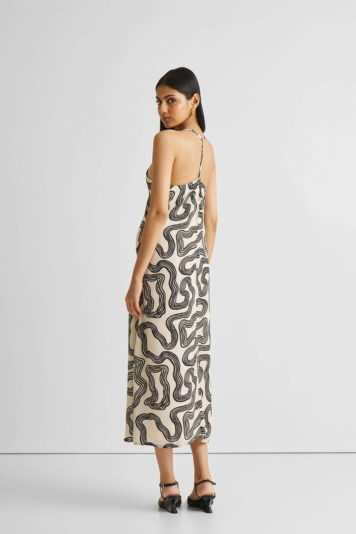 Midi Slip Dress - Black Stripes