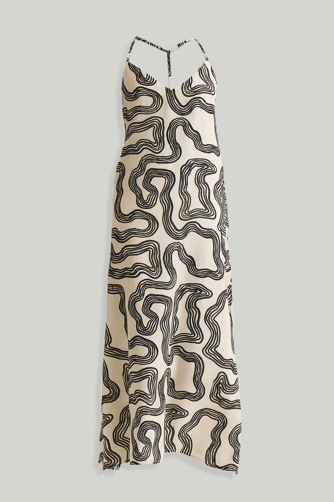 Midi Slip Dress - Black Stripes