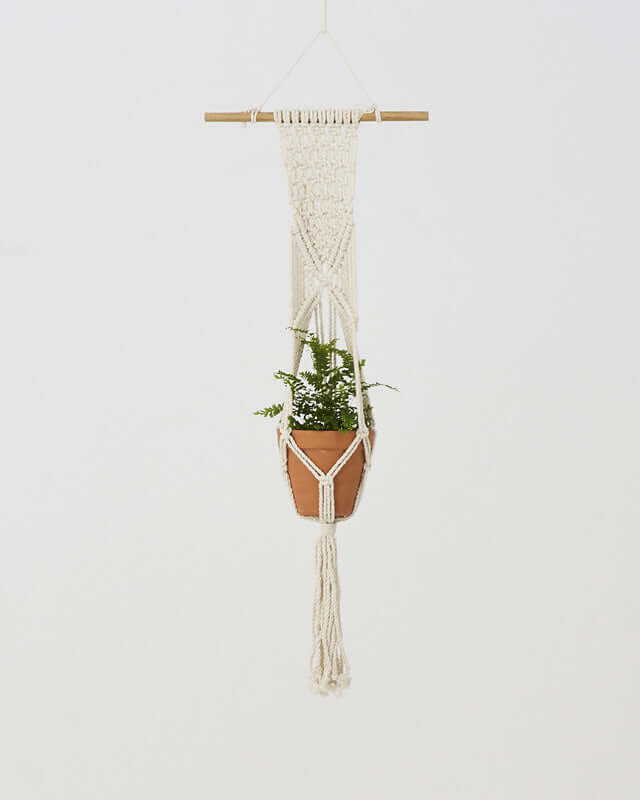 Mombacho Macrame Plant Holder - Natural White