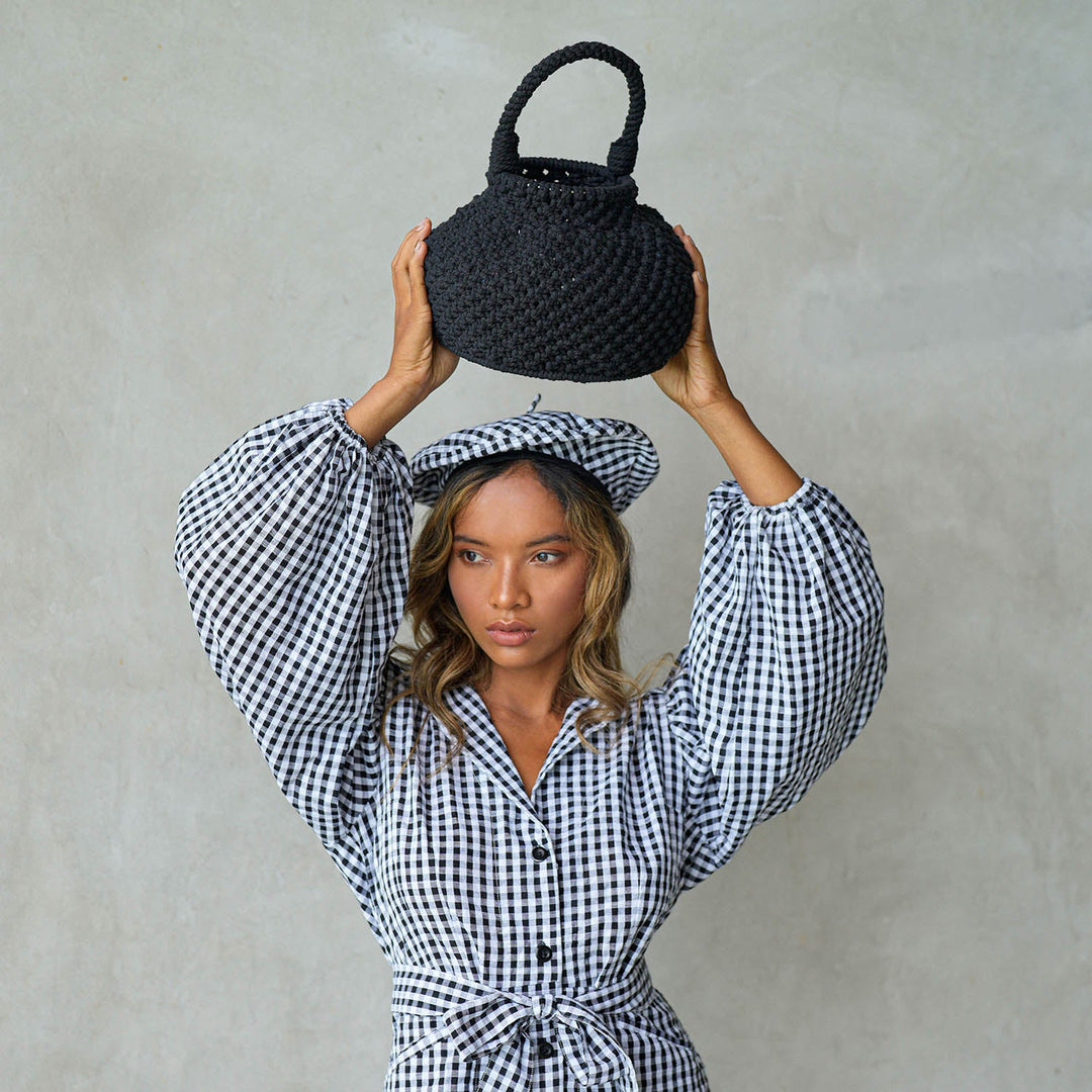 NAGA Macrame Bucket Bag In Black