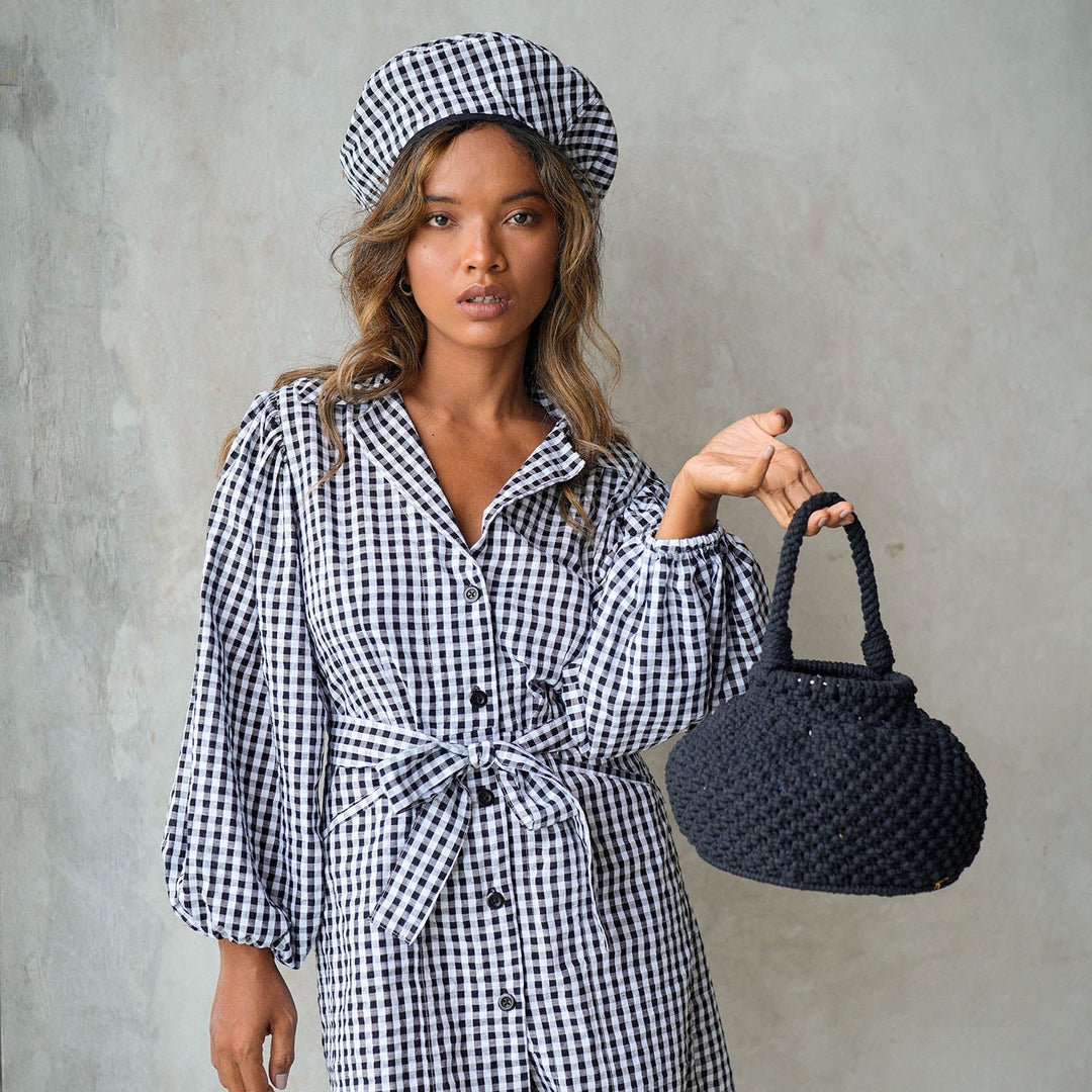 NAGA Macrame Bucket Bag In Black