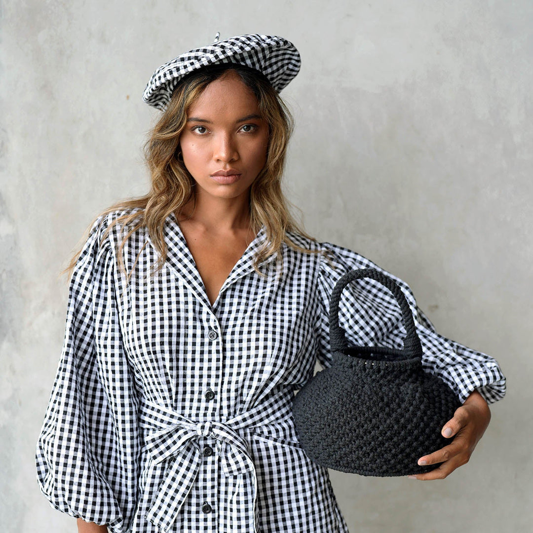 NAGA Macrame Bucket Bag In Black