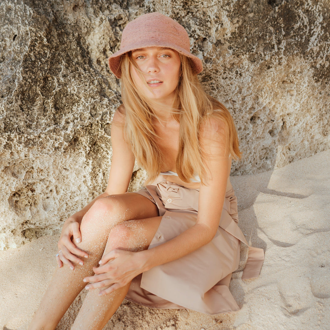 Nala Safari Jute Straw Hat - Blush Rose