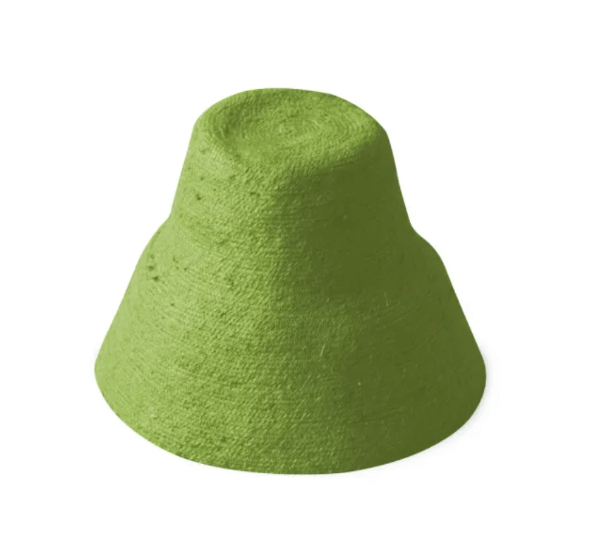 Naomi Matcha Green Clochet Straw Hat made from handcrafted jute with wide brim for sun protection.