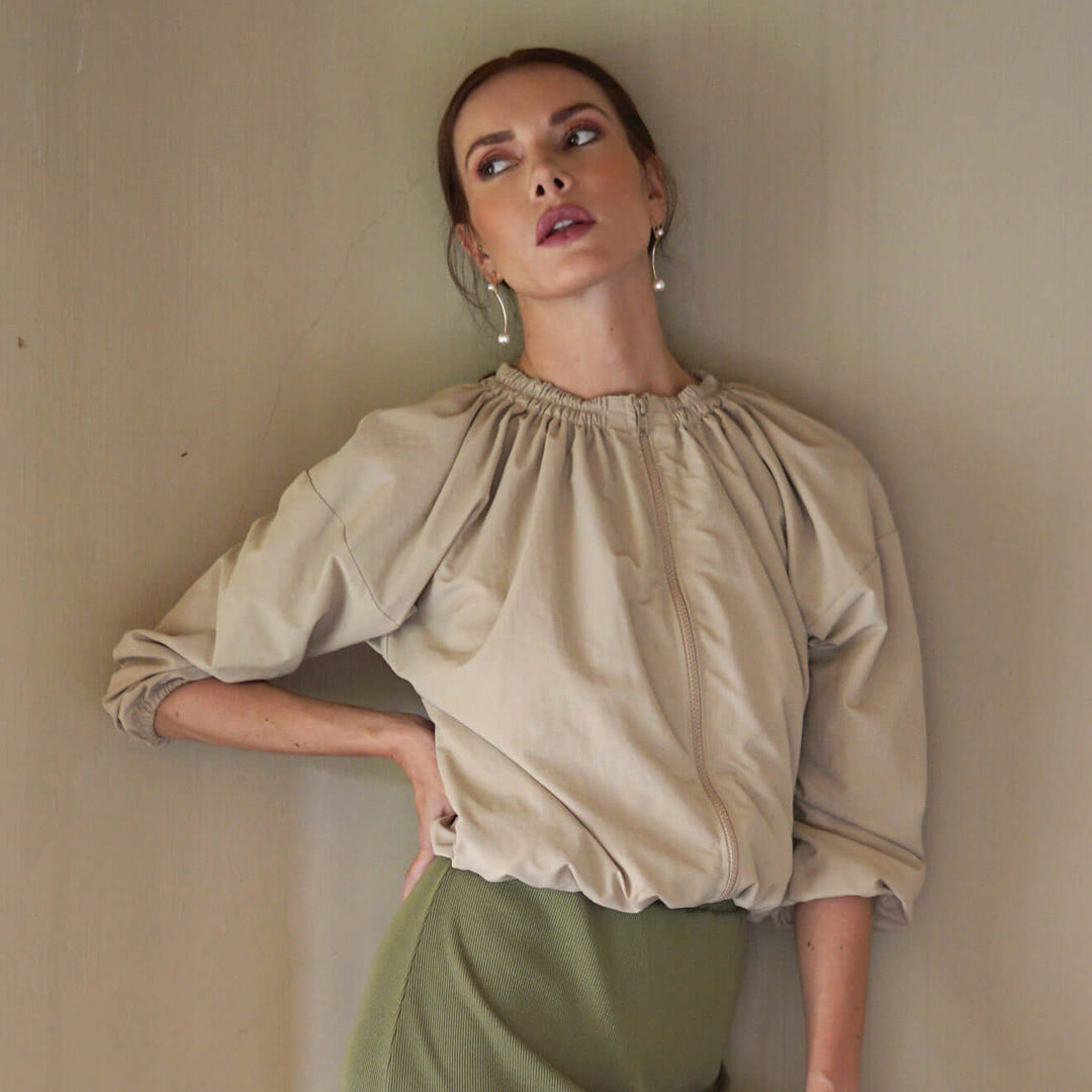 Norma Recycled Ruffle Jacket - Beige