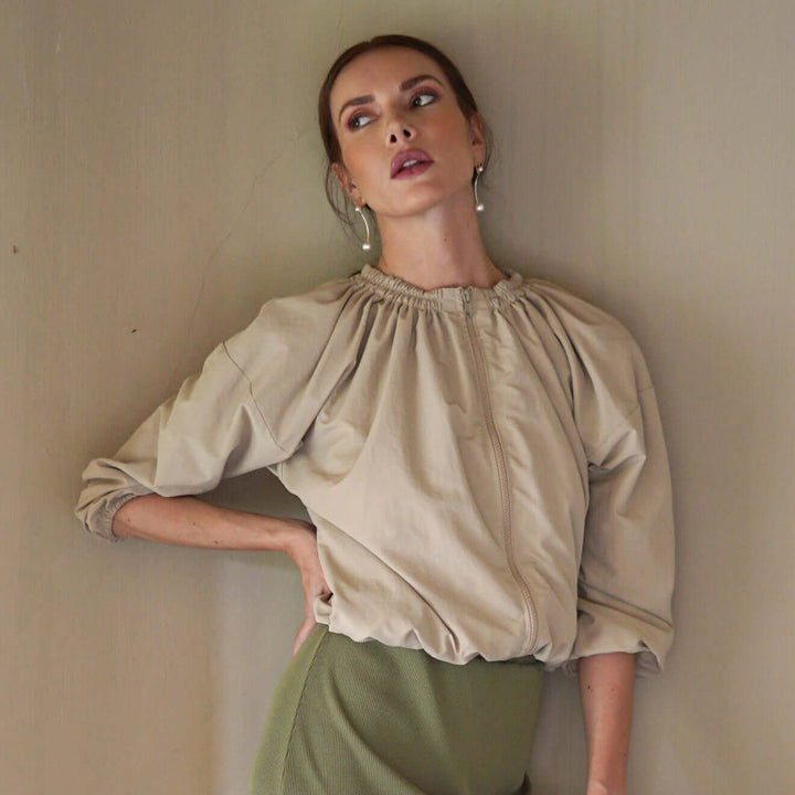 Norma Recycled Ruffle Jacket - Beige