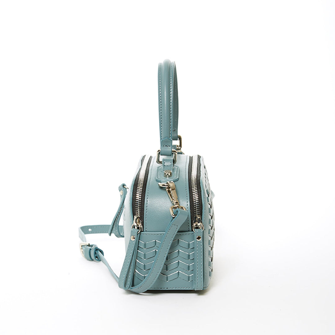 Susu The Kayla Woven Leather Crossbody Bag - Blue