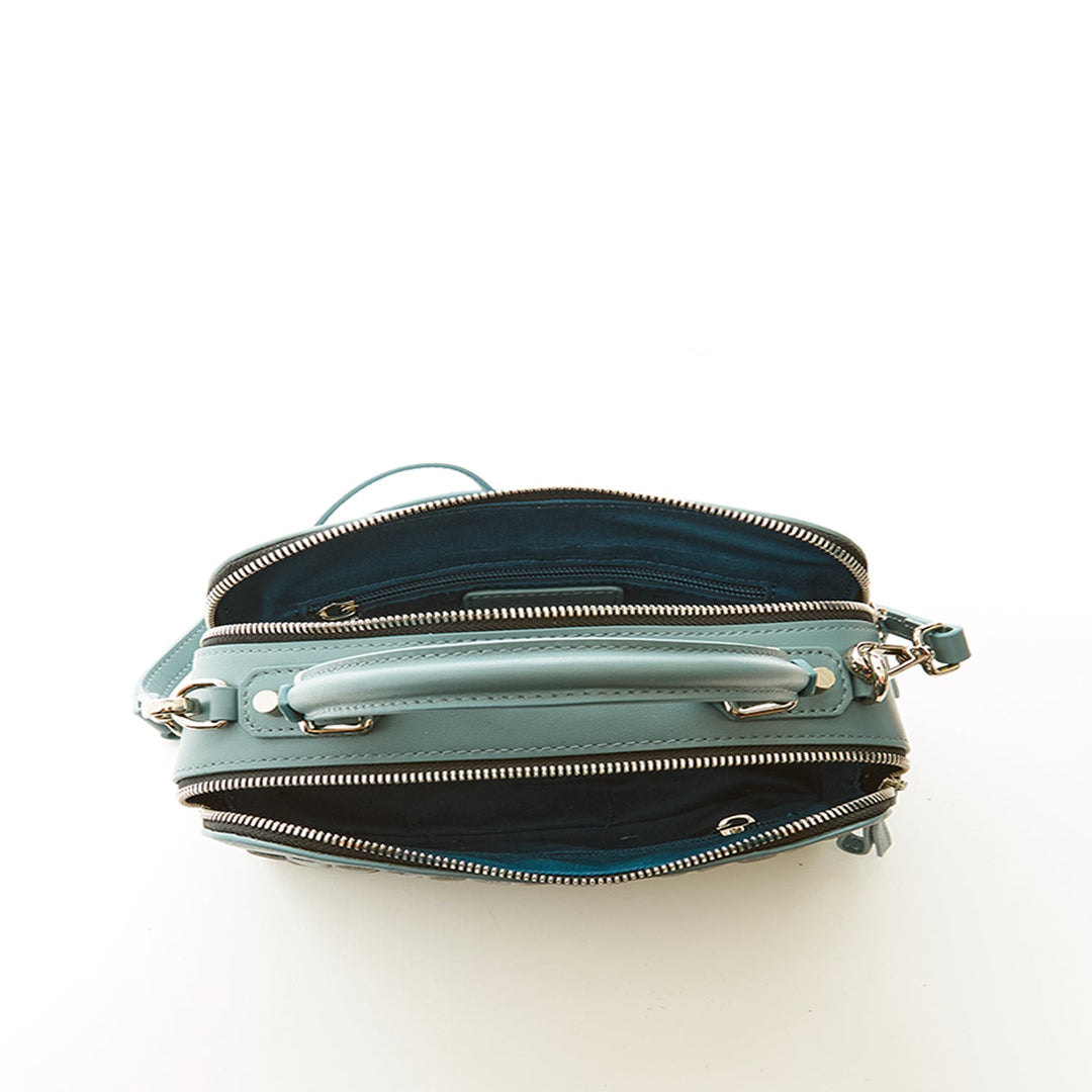 Susu The Kayla Woven Leather Crossbody Bag - Blue