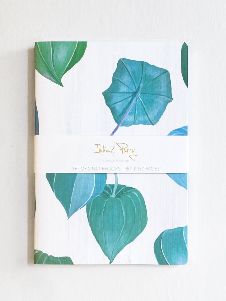 Notebook Set:  Aqua Chinese Lanterns & Green Winter Rose