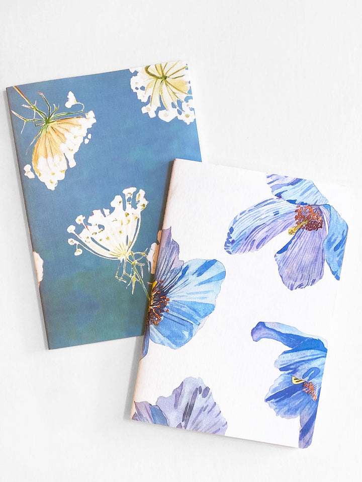 Notebook Set:  Queen Anne's Lace & Himalayan Blue Poppies