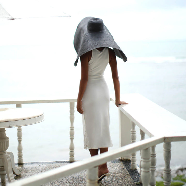 OLA Ecovero Rib Midi Dress In Off White