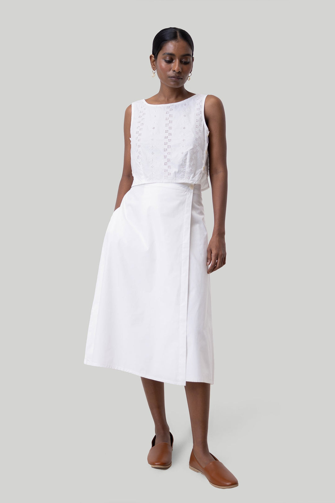 Overlap Midi Skirt - White