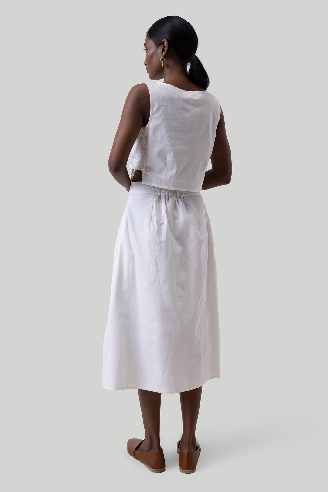 Overlap Midi Skirt - White