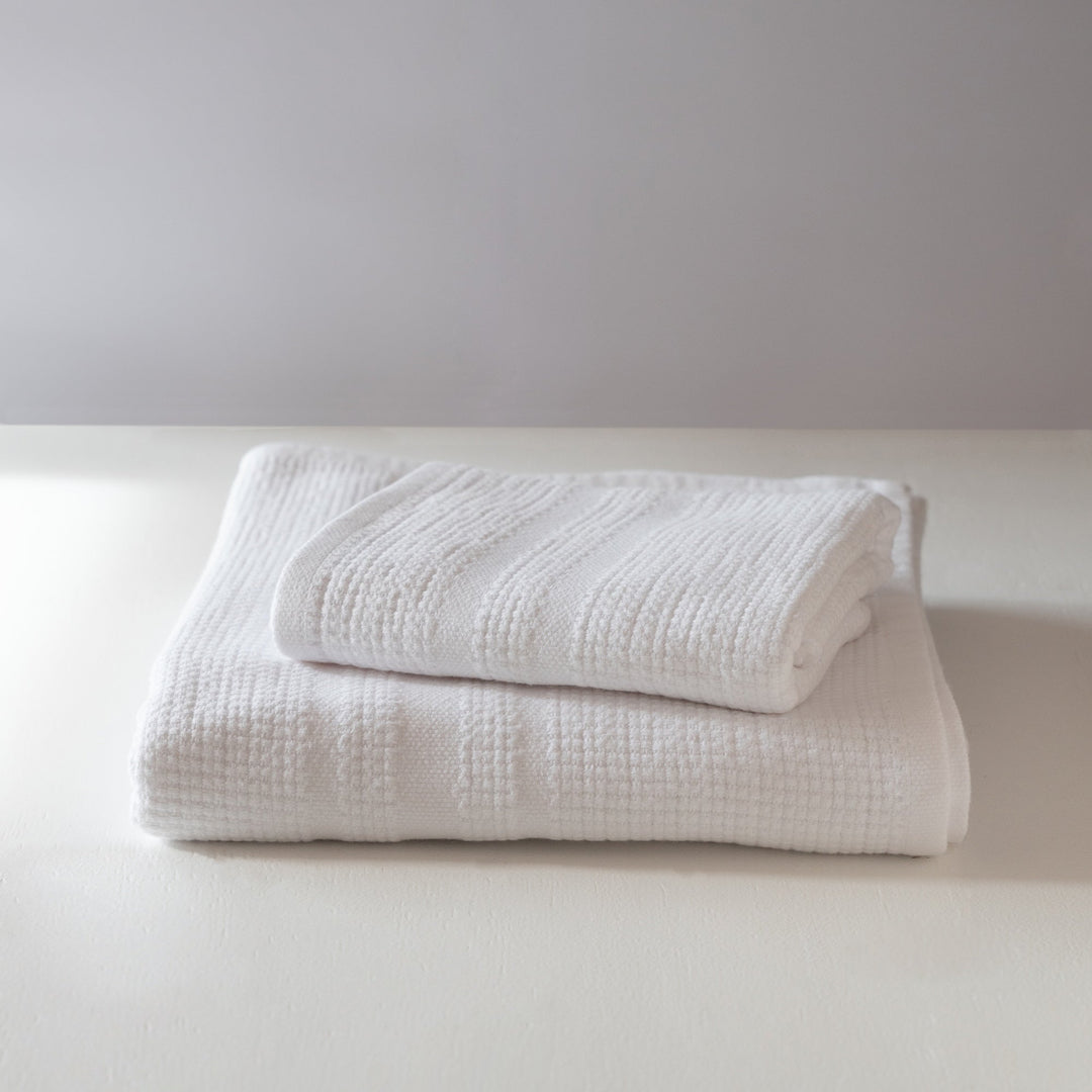 S/2 Organic Block Rib Hand Towel
