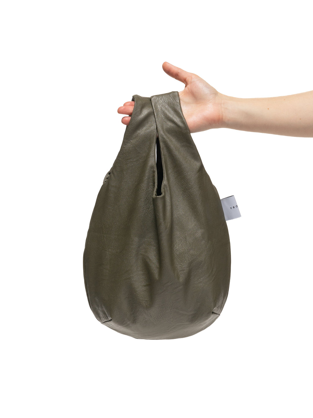 egg tote - vegan leather bonsai green