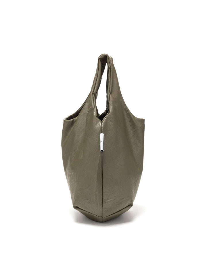 egg tote - vegan leather bonsai green
