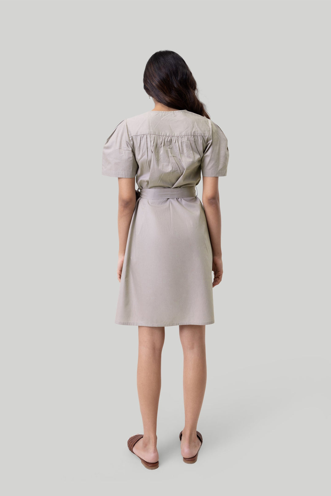 Pleated Tent Dress - Ecru