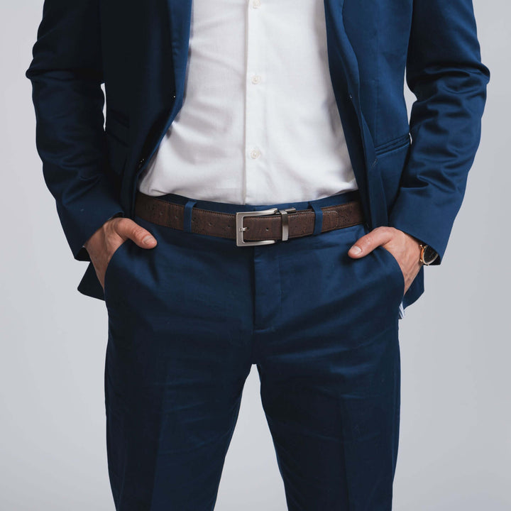 Cork Reversible Men's Belt - Brown/Navy